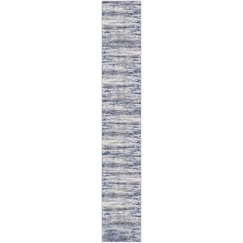 KOZYFLY Modern Abstract Washable Rug Runner 2.6x16 Hallway Rug Runner Non-Slip Soft Kitchen Runner Rugs, Grey-Blue Striped Carpet for Stair Entryway Bathroom Laundry Room Foyer - color: Blue-grey, size: 2'8" x 16' (Runner)