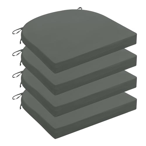Wellsin Outdoor Chair Cushions for Patio Furniture - Patio Chair Cushions Set of 4 - Water Resistant Round Corner Outdoor Seat Cushions 17"X16"X2", Charcoal Grey - color: Solid Color/ Charcoal Grey, size: 17"x16"x2"(Pack of 4)