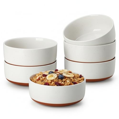 MALACASA Cereal Bowls Set of 6,24 OZ Ceramic Bowls for Kitchen,Khaki White | Porcelain Soup Bowl Breakfast Bowls for Cereal, Soup, Oatmeal, Yogurt, Dishwasher Microwave Safe for Daily Use, Series TARA - color: Khaki White, size: 6 Pcs