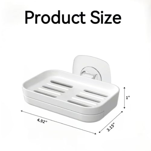 Soap Dish for Shower White Soap Holder with Strong Adhesive(1Pack) | No drilling self-draining design pull-out drip tray perfect for rv bathrooms & kitchens—keeps soap dry mess-free easy clean - color: White