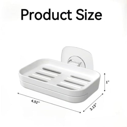 Soap Dish for Shower White Soap Holder with Strong Adhesive(1Pack) | No drilling self-draining design pull-out drip tray perfect for rv bathrooms & kitchens—keeps soap dry mess-free easy clean - color: White