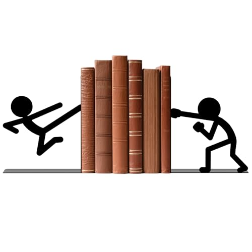 Metal Bookends Martial Arts People Book Ends for Shelves | Figurine Bookends Decorative Unique Desk Bookend Black Book Stopper for Home Reading Bookshelf Decor Book Lovers Gift - style: Martial Arts People