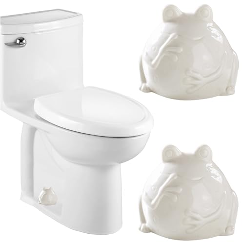 Ceramic Frog Toilet Bolt Covers Decorative, Set of 2 Tall Toilet Bolt Caps,Cute Frog Toilet Screw Cover Caps, Toilet Caps for Bottom of Toilet for Bathroom Decor, Easy to Install (White) - color: White