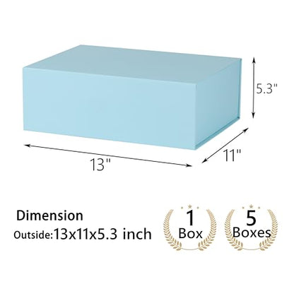 Light Blue Gift Box,13x11x5.3 Large Gift Boxes With Lids For Presents Includes Ribbon And Diy Printable Sticker Paper,Bridesmaid Proposal Box,Magnetic Gift Box For Birthday,Wedding,Graduation - color: 13x11x5.3inch-Light Blue-Pack 1