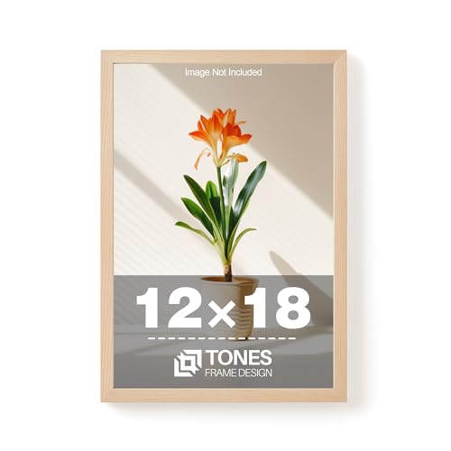 TONES FRAME DESIGN 12x18 Frame Natural Solid Wood Veneer 12 x 18 Frame with Shatterproof Plexiglass Wall Mounting Wooden Picture Frames 12x18 Poster Frame for Wall Display Home Decor - color: Natural, size: 12x18 - 1 Pack