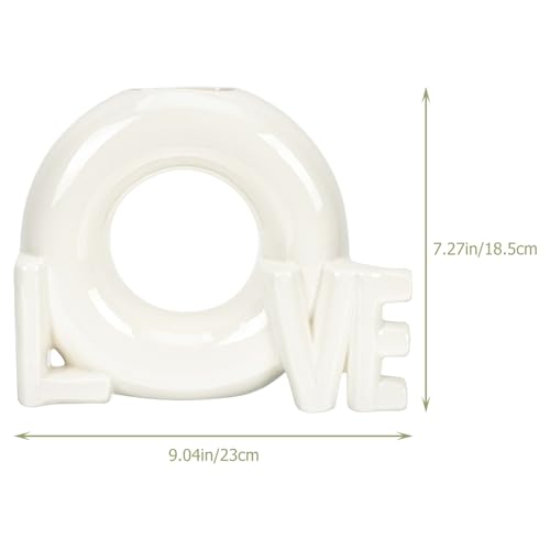 VICASKY Modern Decorative Love Ceramic Vase for Flower Arrangement, Glossy Donut Shape, Simple Desktop Dried Flower Pot for Valentine’s Day Home Décor and Farmhouse Style