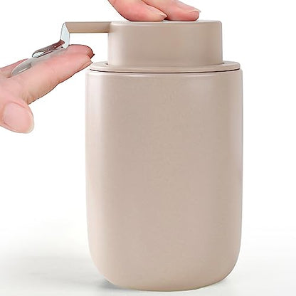 BosilunLife Lotion Pump Dispenser for Kitchen, Bathroom Countertop | Matte Khaki Soap Dispenser Bathroom Ceramic Dish Liquid Soap Dispenser (Khaki, Liquid Pump) - color: Khaki-1 Pack