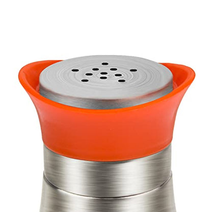 Salt Pepper Seasoning Glass Shaker with Stainless Steel Cover 2 pcs Pack Set (Orange) - color: Orange
