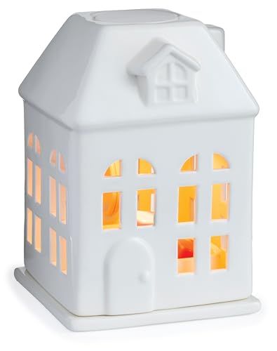 Candle Warmers Etc. Porcelain House Canopy Fragrance Warmer – Use with Any Wax Melts - size: Porcelain House