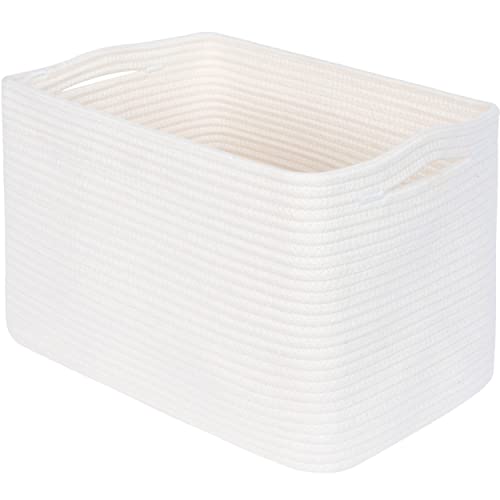 Storage Basket for Shelves, Decorative Baskets for Organizing, Book Basket, Storage Cube Bin Box, Woven Closet Organizer, Pantry Closet and Shoe Basket, Creamy White - color: Creamy White