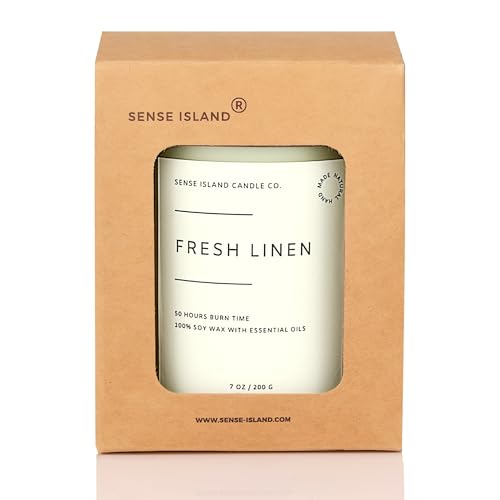 Fresh Linen Scented Candle for Home Scented 50+ Hrs Long Lasting100% Natural Soy Wax Clean Linen | Candle Gifts for Women Men Highly Scented House Warming Gifts - color: Fresh Linen
