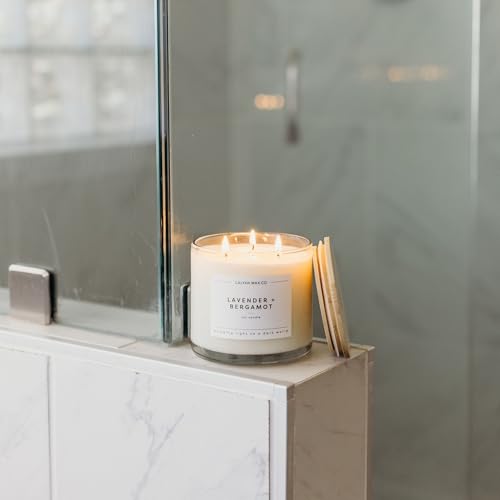 Lavender & Bergamot 3 Wick Scented Candle - 43 Hour Burn | Made in the USA Luxury Clean Soy Wax Candles - Long Lasting Large Glass Jar Candle for Home - 3 Wicks - 14.9oz - color: Lavender + Bergamot