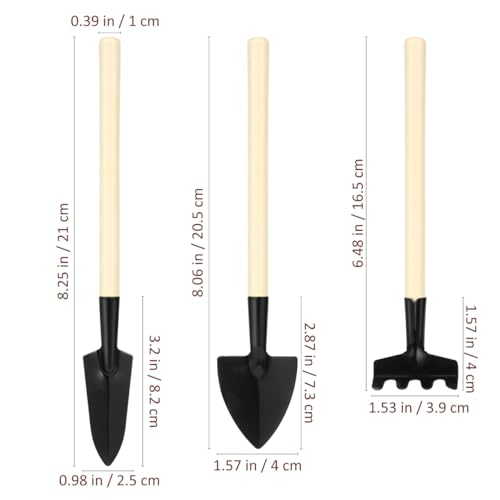 DOITOOL 6pcs Mini Gardening Tools Set with Wood Handle – Mini Trowel, Rake Shovel for Planting, Transplanting, Weeding – Compact Hand Tools for Bonsai and Indoor Outdoor Garden Use