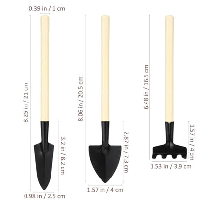 DOITOOL 6pcs Mini Gardening Tools Set with Wood Handle – Mini Trowel, Rake Shovel for Planting, Transplanting, Weeding – Compact Hand Tools for Bonsai and Indoor Outdoor Garden Use
