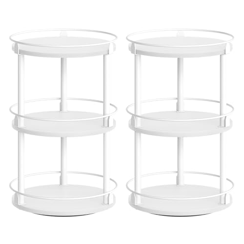 Spice Rack, Set of 2 Lazy Susan Organizer, 3-Tier Turntable Organizer For Cabinet, Compact and Versatile, for Kitchen Countertop, White SR23L2WW - color: White, size: 10.2" x 10.2" x 18"