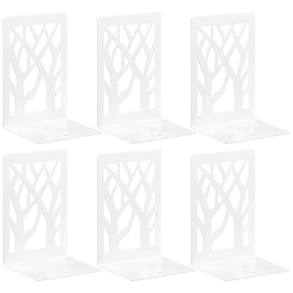 VFINE Withe Bookend 6-Piece, Tree Design Bookends for Shelves, Metal Book Ends for Desk, Decoration Stylish Bookshelf Bookends for Home Office School Supplies - style: White bookend 3 pairs