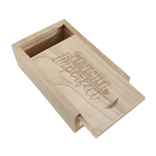JBOS Wooden Gift Box with Sliding Lid – Maple Wood Memory Box for USB Drive, Laser Engraved “Perfectly Imperfect” Design for Friends, Graduation, or Christmas(3.15"x2"x0.98") - color: Maple-Perfectly Imperfect, size: Classic