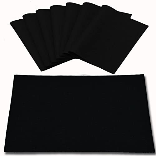 Cloth Placemats Set of 8, Linen Type Fabric Placemats Machine Washable Heat Resistant Placemats Wrinkle Free Thick Polyester Kitchen Place Mats for Dining Table (Black) - color: Black, size: Placemats 12'' x 18'', Set of 8