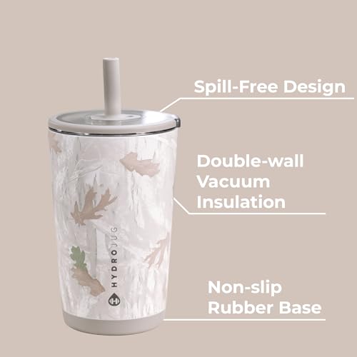 HydroJug Everyday Tumbler 14 oz, Ceramic-Lined Straw Cup, Camo - color: Camo, size: 14 Ounces