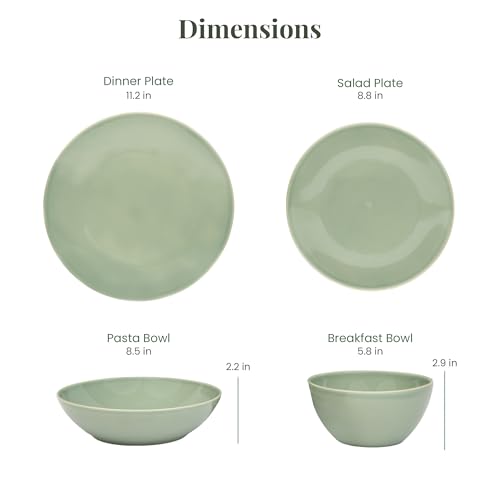 Larder & Vine Stoneware Dinnerware Set, 16 Piece, 4 Place Settings, Made in Portugal, Sage - color: Sage