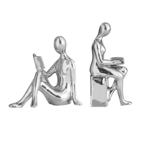 Ciieeo Modern Ceramic Bookends Reading Statue Bookshelf Decor Unique Desktop Decor
