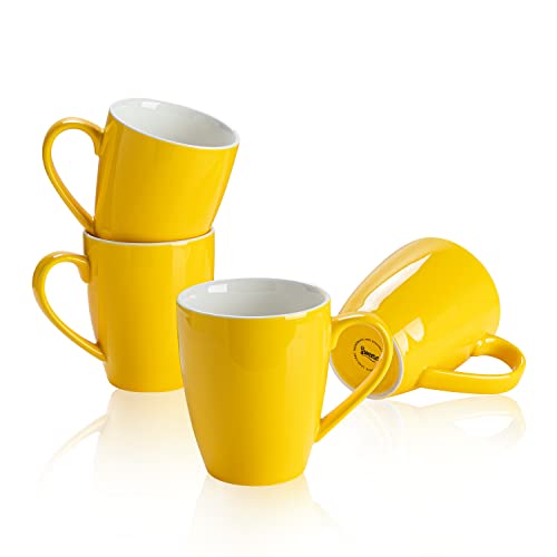 Sweese Porcelain Coffee Mugs - 16 Ounce (Top to the Rim) for Coffee, Latte, Tea, Cocoa, Set of 4, Yellow - color: Yellow, size: 4 Count (Pack of 1)