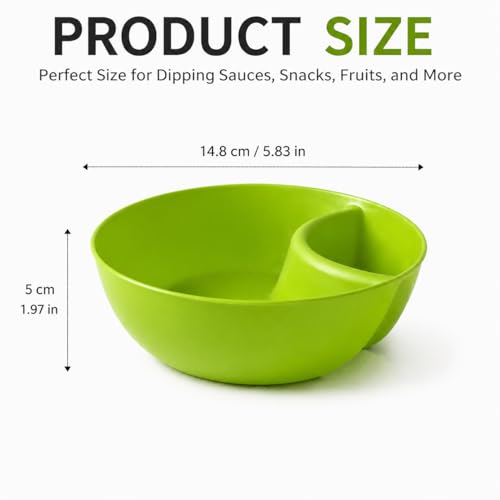 6 Colors Divided Snack Bowls, Anti Soggy Chip Dip Serving Dishes, Stackable Plastic Bowls, Microwave & Dishwasher Safe, Ideal for Home Party, Salad, Nuts, Salsa - color: Green