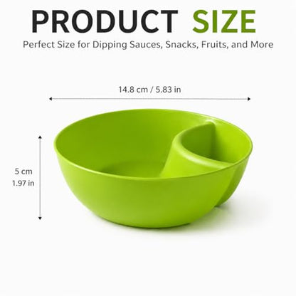 6 Colors Divided Snack Bowls, Anti Soggy Chip Dip Serving Dishes, Stackable Plastic Bowls, Microwave & Dishwasher Safe, Ideal for Home Party, Salad, Nuts, Salsa - color: Green