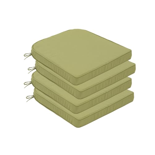 Goodgoods 19.5x20 Outdoor Chair Cushions Set of 4, 35D Foam, Light Green | 35D High-Resilience Foam, Fade-Resistant and Water-Resistant Seat Pads with Ties for Dining Room, Kitchen, or Patio Chairs - color: Light Green, size: 19.5"x20" 4pcs