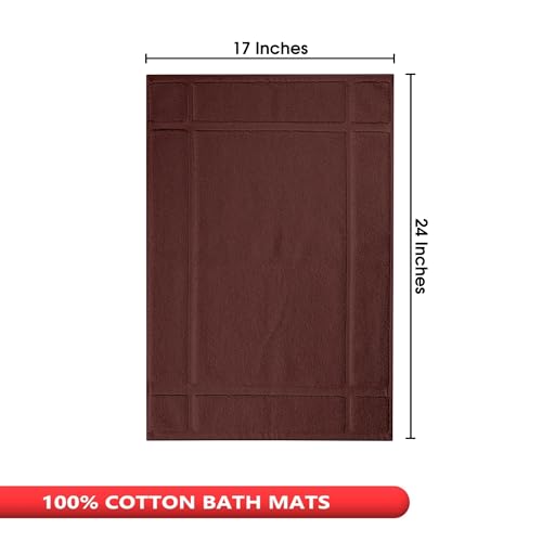 100% Cotton Bath Mat 24x17 Inches, 1350 GSM Thick Plush, Soft Absorbent, Oeko-Tex Certified, Durable Construction – Brown - color: Brown