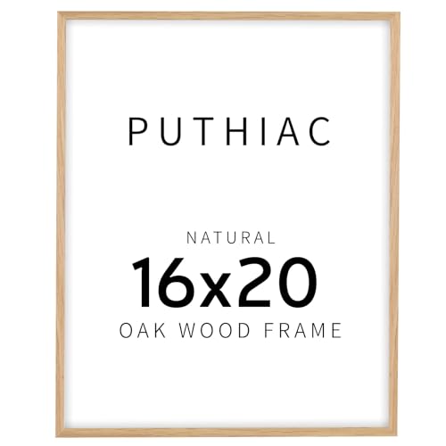 16x20 Solid Oak Wood Picture Frame, Natural Oak, 1 Pack | Minimalist oak frame; fits 12x16 with mat or 16x20 without; wall display for family photos, art prints, or gallery walls - color: Beige-1P, size: 16x20