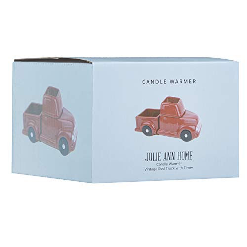 Ceramic Candle Wax Warmer, Vintage Red Truck with Safety Timer | Automatic Plug in Fragrance Warmer for Scented Wax Melts, Cubes, Tarts | Retro Farmhouse Air Freshener Set