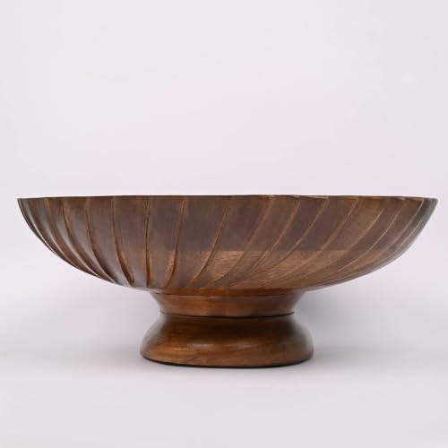 Fruit Bowl Wooden Fruit Bowl for Kitchen Counter for Home Decor or Decorative Fruit Bowl for Table (12" X 12'" X 4.75")