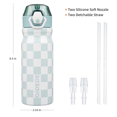 BJPKPK 18 oz Water Bottle with Straw & Handle, Insulated Stainless Flask | Leak Proof Locking Lid, Thermal, Double Wall Vacuum, Metal, Keeps Hot/Cold, BPA Free, Travel & Sports, Plaid - color: Plaid, size: 18 Ounces