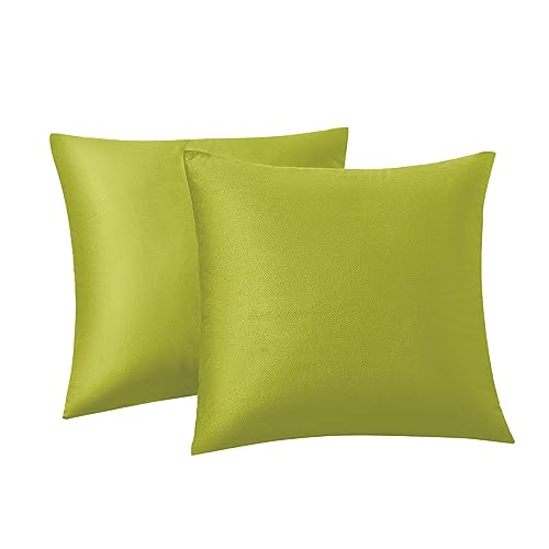 RainRoad Bright Green Throw Pillows Covers18x18 Inch Set of 2 | Soft Velvet Decorative Pillow Covers for Couch Bed - color: Bright Green, size: 18" x 18" (Pack of 2)