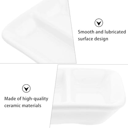 DOITOOL Ceramic Appetizer Serving Tray 2-Compartment Divided Sauce Dish for Soy Sauce Condiments Dips Spice Dish Tray 3.07 Inch Snack Serving for Kitchen Dining Entertaining