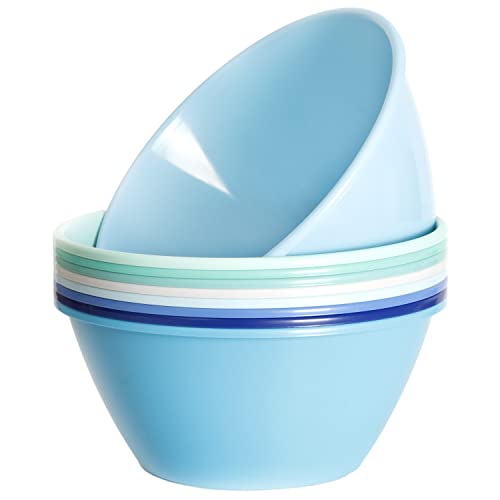 Youngever 11 inch 120 Ounce Plastic Mixing and Serving Bowls, Large Popcorn Bowls, Salad Bowls, Chip and Dip Serving Bowls, Set of 9 (Coastal) - color: Coastal