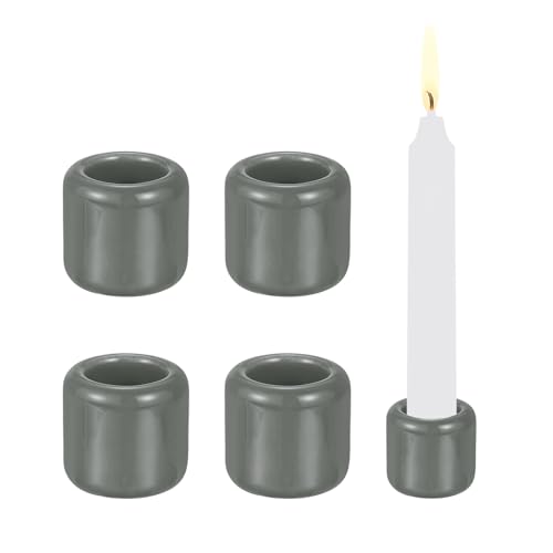 PATIKIL 5 Pcs Chime Candle Holder, 0.7 Inch ID Ceramic Mini Candle Holder for Meditation Spell Supplies Table Centerpieces Home Decoration, Gray - color: Gray, size: 0.7 Inch