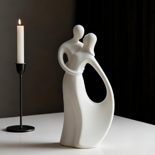 Modern Abstract Couple Statue, Kissing Lovers Sculpture Figurine for Home Decor Living Room Bedroom Bookshelf Office, Gift for Wedding Anniversaries, Love Decor Ornament for Valentines - Style A-White - style: Style A-White