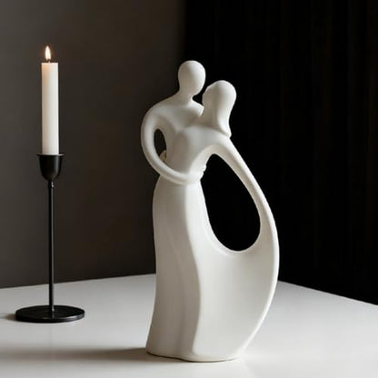 Modern Abstract Couple Statue, Kissing Lovers Sculpture Figurine for Home Decor Living Room Bedroom Bookshelf Office, Gift for Wedding Anniversaries, Love Decor Ornament for Valentines - Style A-White - style: Style A-White