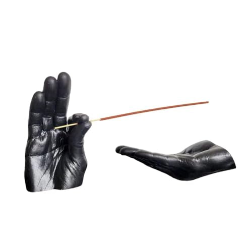 Hand Statues Incense Holder - Incense Burner Ash Catcher, Handcrafted Incense Stick Holder with Ash Catcher, Artisan Incense Burner for Meditation & Yoga (Black) - color: Black