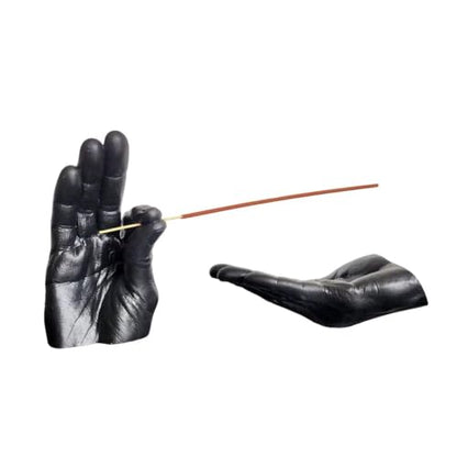 Hand Statues Incense Holder - Incense Burner Ash Catcher, Handcrafted Incense Stick Holder with Ash Catcher, Artisan Incense Burner for Meditation & Yoga (Black) - color: Black