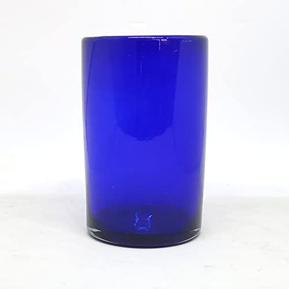 Solid Cobalt Blue 14 oz Drinking Glasses (set of 6), Recycled Glass, Lead-free, Toxin-Free (14oz Drinking) - color: Cobalt Blue, size: 14 oz