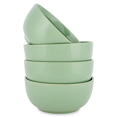 Elanze Designs Bistro Glossy Ceramic 6.5 inch Dinnerware Bowls Set of 4 - Perfect for Everyday uses from Soup, Pasta, Salad, Cereal, Ice cream, Ramen and Pho, Sage Green - color: Sage Green, style: 6.5 inch Soup