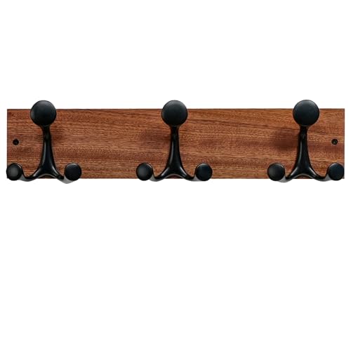 SKOLOO 17-Inch Wood Coat Rack Wall Mount with 3 Triple Hooks - Ideal for Family Entrances, Classrooms, and Pet Supplies Storage - Perfect Coat Hooks for Wall,Mahogany (Sapele) - color: Sapele Mahogany, size: 17 inch with 3 hooks