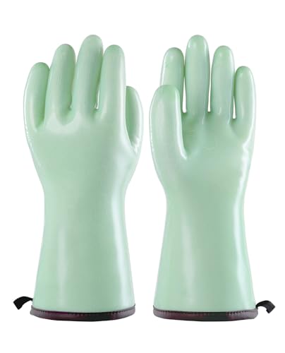 PACIFIC PPE Waterproof Silicone Oven Gloves, Heat Resistant, Food Grade | Silicone oven gloves, liquid silicone coating, five-finger design, secure grip, flexible fit for grilling, baking and BBQ - size: Large