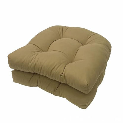 2 Pack Patio Chair Cushion 19x19x3 Inch Indoor & Outdoor Chair Cushions Waterproof Seat Cushion for Patio Furniture Tieless Anti-Slip Tufted Chair Cushion(Khaki) - color: Khaki
