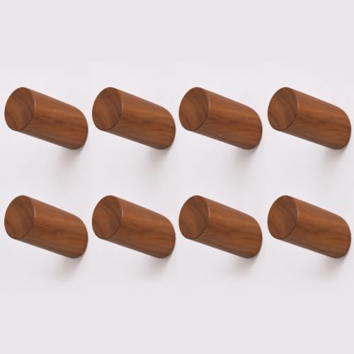 Wooden Wall Hooks 8 Pack, Handmade Wooden Coat Hooks Wall Mounted - Farmhouse Rustic Entryway & Bathroom Hooks for Hats, Towels, Bags, Clothes, Fits Drywall, Acacia Wood - color: Acacia Wood, size: Angled 8-Pcs