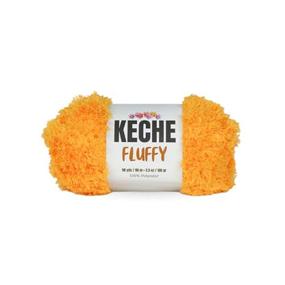 KECHE Fluffy Bulky Yarn – Super Soft Chunky Fuzzy Blanket Weight # 5 Yarn for Knitting Crocheting Crafting 3.5 oz (100 gr) 98 Yds (90 m) - Mustard - color: Mustard, size: 1 SKEIN