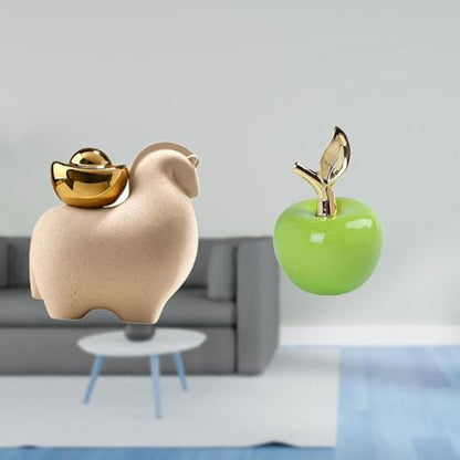 Fenteer Mini Animal Statue Ceramic Figurine Sculpture Ornament Artificial Fruit Collectible Art Crafts Unique Shape Suitable for Offices Living Rooms Bedrooms